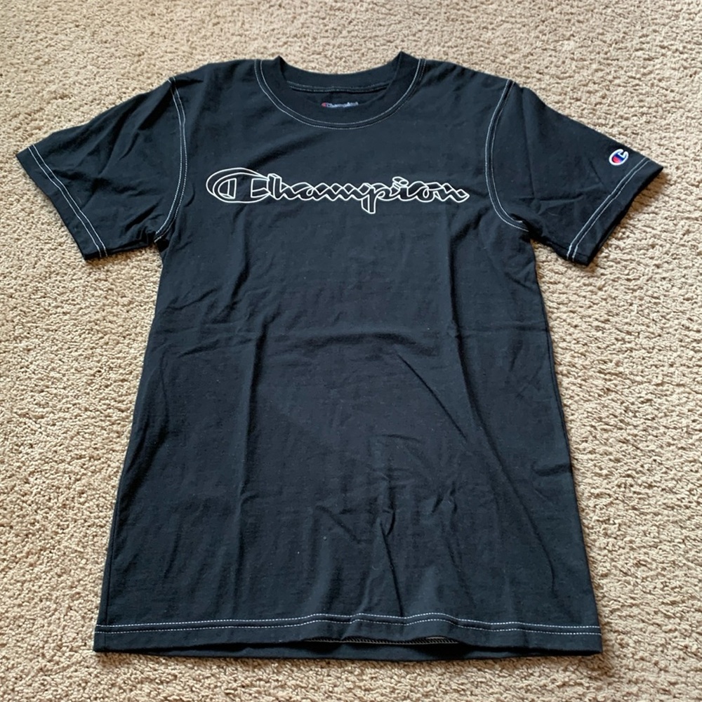 NWOT Champion Black with White accent stitch tee